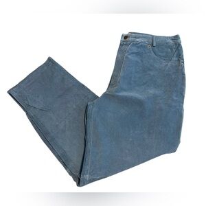 Vintage Bagatelle Womens Size 14 Blue Leather Suede Straight Leg Pants